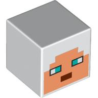 Tête de minifigurine Spécial, Cube avec Visage Nougat Pixelisé, motif : yeux turquoise foncé (Minifig Head Special, Cube with Pixelated Nougat Face, Dark Turquoise Eyes Print)