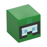 Tête de minifigurine Spécial, Cube avec masque de plongée noir, motif : visière bleu clair vif (Minifig Head Special, Cube with Black Diving Mask, Bright Light Blue Visor Print)