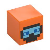 Tête de minifigurine Spécial, Cube avec lunettes noires pixelisées, motif imprimé Visière Bleu Clair (Minifig Head Special, Cube with Pixelated Black Goggles, Bright Light Blue Visor Print)