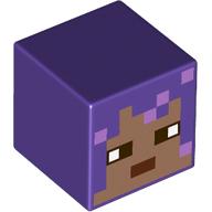 Tête de minifigurine spéciale, cube avec le visage de nougat moyen pixélisé, brun foncé bouche motif imprimé (Minifig Head Special, Cube with Pixelated Medium Nougat Face, Dark Brown Mouth Print)