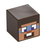 Tête de minifigurine Spécial, Cube avec motif imprimé visage Minecraft Steve Nougat (Minifig Head Special, Cube with Minecraft Steve Nougat Face Print)