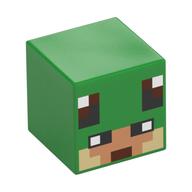 Tête de minifigurine spéciale, cube avec nougat pixélisé et visage beige, yeux de tortue en haut motif imprimé (Minifig Head Special, Cube with Pixelated Nougat and Tan Face, Turtle Eyes at Top Print)