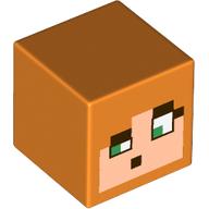Tête de minifigurine Spécial, Cube avec Minecraft Alex, One œil motif imprimé grand ouvert (Minifig Head Special, Cube with Minecraft Alex, One Eye Wide Open Print)
