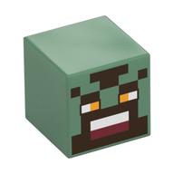 Tête de minifigurine Spécial, Cube avec visage pixelisé, yeux orange clair vif, motif imprimé bouche rouge foncé (Minifig Head Special, Cube with Pixelated Face, Bright Light Orange Eyes, Dark Red Mouth Print)