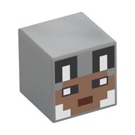 Tête de minifigurine spéciale, cube avec motif imprimé visage loup héros pixelisé (Minifig Head Special, Cube with Pixelated Wolf Hero Face Print)