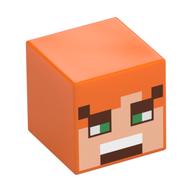 Tête de minifigurine Spécial, Cube avec Alex Face avec motif imprimé carrés brun rougeâtre (Minifig Head Special, Cube with Alex Face with Reddish Brown Squares Print)