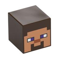 Tête de minifigurine Spécial, Cube avec motif imprimé visage Minecraft Steve Nougat (Minifig Head Special, Cube with Minecraft Steve Nougat Face Print)