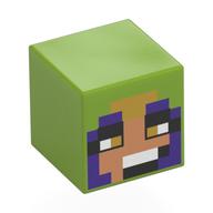 Tête de minifigurine spéciale, cube avec visage nougat, lignes violet foncé, motif : yeux beige foncé (Minifig Head Special, Cube with Nougat Face, Dark Purple Lines, Dark Tan Eyes Print)