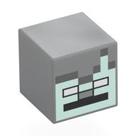 Tête de minifigurine spéciale, cube avec visage vert d’eau lumière pixelisée, yeux blancs, motif imprimé bouche noire (Minifig Head Special, Cube with Pixelated Light Aqua Face, White Eyes, Black Mouth Print)