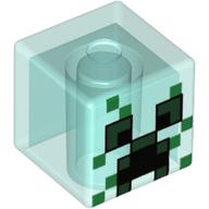 Tête de minifigurine spéciale, cube avec le visage de creeper chargé motif imprimé (Minifig Head Special, Cube with Charged Creeper Face Print)