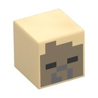 Tête de minifigurine spéciale, cube avec motif imprimé visage beige foncé pixélisé (enveloppe) (Minifig Head Special, Cube with Pixelated Dark Tan Face Print (Husk))