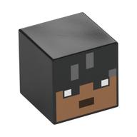Tête de minifigurine Spécial, Cube avec Visage Nougat Pixelisé, motif : yeux noirs (Minifig Head Special, Cube with Pixelated Nougat Face, Black Eyes Print)
