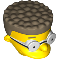 Tête de minifigurine spéciale, simpsons, waylon forgerons avec des lunettes et des cheveux brun foncé imprimé (Minifig Head Special, Simpsons, Waylon Smithers with Glasses and Dark Tan Hair Print)