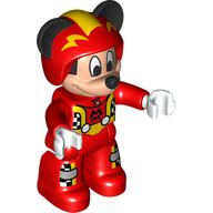Visuel indicatif Rebrickable de Figurine Duplo Mickey Mouse, combinaison de pilote de course rouge, casque (Duplo Figure Mickey Mouse, Red Race Driver Jumpsuit, Helmet)