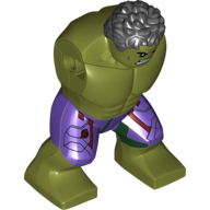 Corps géant, Hulk avec cheveux en désordre et pantalon violet foncé avec motif imprimé rouge foncé (Body Giant, Hulk with Messy Hair and Dark Purple Pants with Dark Red Print)