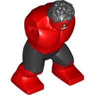 Corps géant, Hulk (rouge) avec des cheveux en désordre et pantalon noir motif imprimé (Body Giant, Hulk (Red) with Messy Hair and Black Pants Print)