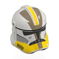 Casque Clone Trooper Phase 2, avant fermé, Trous pour visière avec jaune, beige foncé Marquages motif imprimé (Helmet Clone Trooper Phase 2, Closed Front, Holes for Visor with Yellow, Dark Tan Markings Print)
