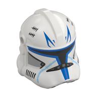 Casque clone trooper phase 2, avant fermé, trous pour visière avec marquages bleus, marques noires imprimées (capitaine rex) (Helmet Clone Trooper Phase 2, Closed Front, Holes for Visor with Blue Markings, Black Score Marks Print (Captain Rex))