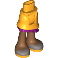 Visuel indicatif Rebrickable de Bassin mini-poupée et jupe asymétrique en couches avec volant de lavande moyenne, jambes de nougat moyen et motif imprimé de chaussures argentées (Minidoll Hips and Asymmetrical Layered Skirt with Medium Lavender Ruffle, Medium Nougat Legs and Silver Shoes Print)
