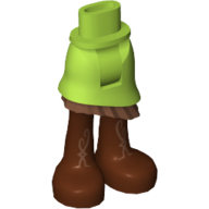 Visuel indicatif Rebrickable de Jupe asymétrique à volants en cuivre, longues bottes brun rougeâtre avec motif imprimé cuivre (Minidoll Hips and Asymmetrical Layered Skirt with Copper Ruffle, Long Reddish Brown Boots with Copper Print)