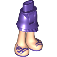 Visuel indicatif Rebrickable de Jupe asymétrique à volants violet foncé, jambes de nougat clair et sandales à ailes violet foncé (Minidoll Hips and Asymmetrical Layered Skirt with Dark Purple Ruffle, Light Nougat Legs and Dark Purple Wing Sandals Print)