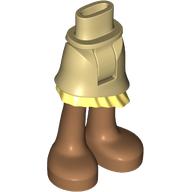 Visuel indicatif Rebrickable de Bassin mini-poupée et jupe asymétrique en couches avec volant jaune clair lumineux, jambes et pieds nougat moyen motif imprimé (moana) (Minidoll Hips and Asymmetrical Layered Skirt with Bright Light Yellow Ruffle, Medium Nougat Legs and Feet Print (Moana))