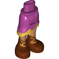 Visuel indicatif Rebrickable de Bassin mini-poupée et jupe asymétrique avec ourlet vague or avec des jambes de nougat moyen et bottes brun rougeâtre avec des lacets dorés imprimé (Minidoll Hips and Asymmetrical Skirt with Wave Hem Gold with Medium Nougat Legs and Reddish Brown Boots with Gold Laces Print)