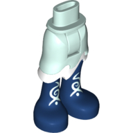 Mini-poupée Jupe asymétrique avec ourlet vague blanc avec bottes longues bleu foncé avec motif imprimé lacets blanches (Minidoll Hips and Asymmetrical Skirt with Wave Hem White with Dark Blue Long Boots with White Laces Print)