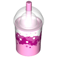 Visuel indicatif Rebrickable de Équipement tasse et paille avec couvercle de dôme transparent transparent et vagues liquides et bulles motif imprimé (Equipment Cup and Straw with Trans Clear Dome Lid and Liquid Waves and Bubbles Print)