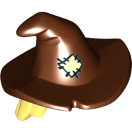 Cheveux et chapeau, chapeau de sorcière floppy avec cheveux jaune clair vif et motif imprimé patch beige (effrayant) (Hair and Hat, Floppy Witch Hat with Bright Light Yellow Hair and Tan Patch Print (Scarecrow))