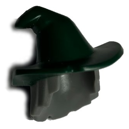 Cheveux et chapeau, chapeau de sorcière disquette avec motif imprimé cheveux gris bleuâtre foncé (Hair and Hat, Floppy Witch Hat with Dark Bluish Gray Hair Print)