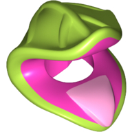 Costume / Masque, Piège à mouches Venus avec feuilles de vert citron et motif imprimé Langue rose vif (Costume / Mask, Venus Fly Trap with Lime Leaves and Bright Pink Tongue Print)