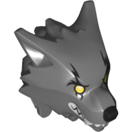 Tête de minifigurine Spécial, motif : Loup-garou avec yeux jaunes (Minifig Head Special, Werewolf with Yellow Eyes Print)