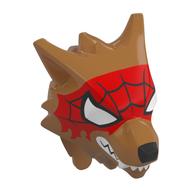Tête de minifigurine Spécial, Loup-garou avec masque Spider-Man rouge, yeux blancs, Crocs motif imprimé (Minifig Head Special, Werewolf with Red Spider-Man Mask, White Eyes, Fangs Print)