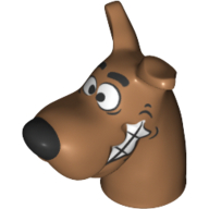 Partie du corps animal, tête de chien grand dane avec scooby-doo avec la bouche ouverte sur le côté et les dents qui claquent motif imprimé (Animal Body Part, Dog Head Great Dane with Scooby-Doo with Mouth Open at Side and Chattering Teeth Print)