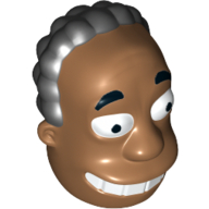 Tête de minifigurine spéciale, Simpsons, Dr. Hibbert avec motif imprimé cheveux noirs (Minifig Head Special, Simpsons, Dr. Hibbert with Black Hair Print)
