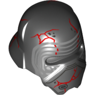Casque avec des lignes argentées, rouges fissures motif imprimé (Kylo Ren) (Helmet with Silver Lines, Reds Cracks Print (Kylo Ren))