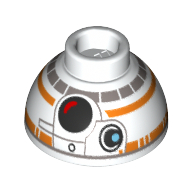 Brique ronde 1,5 x 1,5 Haut de dôme avec motif imprimé BB-8 (Brick Round 1.5 x 1.5 Dome Top with BB-8 Print)