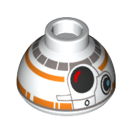 Brique ronde 1,5 x 1,5 dôme haut avec BB-8 dessin animé motif imprimé (Brick Round 1.5 x 1.5 Dome Top with BB-8 Cartoon Print)