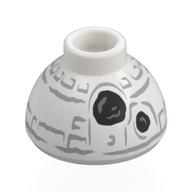 Brique ronde 1.5 x 1.5 Haut de dôme avec bonhomme de neige BB-8, motif imprimé de charbons noirs (Brick Round 1.5 x 1.5 Dome Top with Snowman BB-8, Black Coals Print)