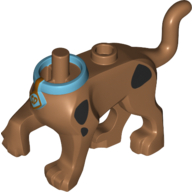 Partie du corps animal, chien corps grand dane scooby-doo marche avec jambe avant droite soulevé et moyen azur col motif imprimé (Animal Body Part, Dog Body Great Dane Scooby-Doo Walking with Right Front Leg Raised and Medium Azure Collar Print)