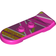 Visuel indicatif Rebrickable de Hoverboard avec formes magenta, blanc et vert citron et motif imprimé 'HOVER BOARD' (Equipment Hoverboard with Magenta, White and Lime Shapes and 'HOVER BOARD' Print)