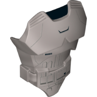 Visuel indicatif Rebrickable de Grande couverture de torse avec ceinture surélevée et motif imprimé Stormtrooper armure gris (Capitaine Phasma) (Large Figure Torso Cover with Raised Belt and Gray Stormtrooper Armour Print (Captain Phasma))