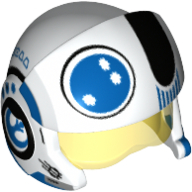 Casque avec visière rebelle pilote, protecteurs de joues, visière transparent-jaune et bleu et noir détails motif imprimé (Helmet with Visor Rebel Pilot, Cheek Protectors, Trans-Yellow Visor and Blue and Black Details Print)