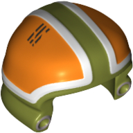 Casque équipage au sol avec des panneaux orange et blanc et motif imprimé cercles d'argent (Helmet Ground Crew with Orange and White Panels and Silver Circles Print)