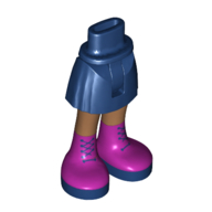 Mini-poupée bassin et jupe courte avec des jambes de nougat moyen et des bottes magenta avec des lacets bleu foncé motif imprimé [charnière mince] (Minidoll Hips and Short Skirt with Medium Nougat Legs and Magenta Boots with Dark Blue Laces Print [Thin Hinge])