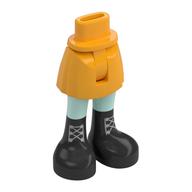 Bassin mini-poupée et jupe courte avec jambes vert d’eau légères, bottes noires, lacets argentées motif imprimé (Minidoll Hips and Short Skirt with Light Aqua Legs, Black Boots, Silver Laces Print)