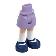 Visuel indicatif Rebrickable de Mini-poupée bassin et jupe courte avec jambes de nougat clair, chaussettes blanches, chaussures bleu foncé motif imprimé (Minidoll Hips and Short Skirt with Light Nougat Legs, White Socks, Dark Blue Shoes Print)