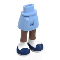 Visuel indicatif Rebrickable de Mini-poupée bassin et jupe courte avec jambes marron moyen, chaussures bleu foncé, chaussettes blanches motif imprimé (Minidoll Hips and Short Skirt with Medium Brown Legs, Dark Blue Shoes, White Socks Print)