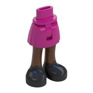 Visuel indicatif Rebrickable de Mini-poupée bassin et jupe courte avec jambes brun rougeâtre, chaussures noires, motif imprimé lacets bleu foncé (Minidoll Hips and Short Skirt with Reddish Brown Legs, Black Shoes, Dark Blue Laces Print)